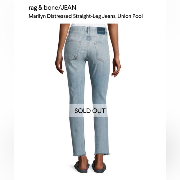 Rag & Bone Size 24 Marilyn Distressed Straight-Leg Jeans, Union Pool - Picture 3 of 16